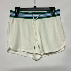 BB Dakota White Athletic Shorts with Green and Blue Waistband